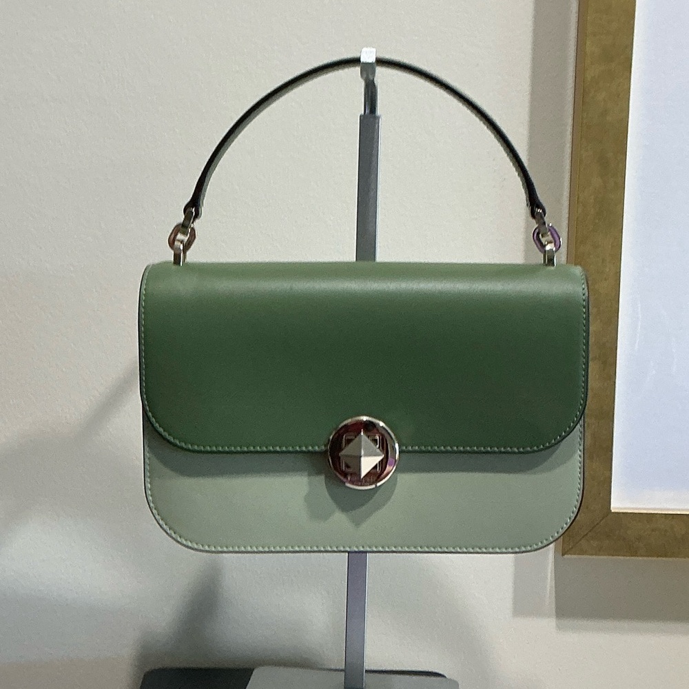 Kate Spade Two-Tone Green  Turnlock Shoulder Bag